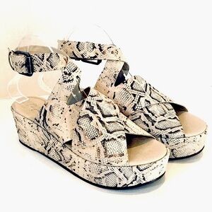 Matisse Platform Sandals ‘RUNAWAY’ Snakeskin Leather Ankle Strap Open-toe Size-7
